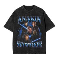 Anakin Skywalker Jedi Retro Collage  Outfit Washed T Shirt Men Women Streetwear Hip Hop T-Shirt Printed  Tees Cotton