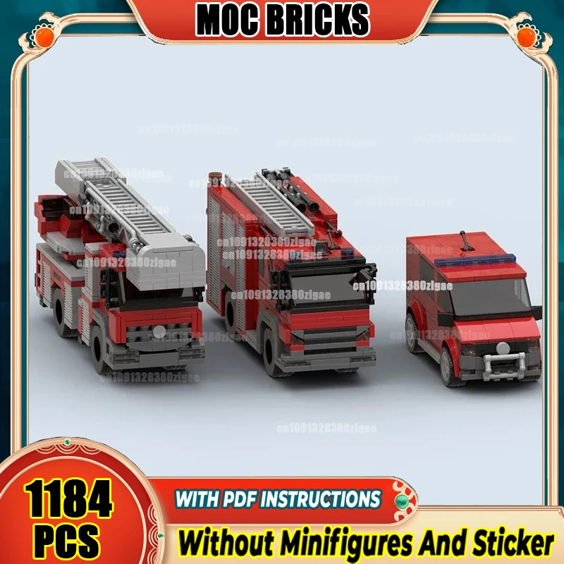 Moc Building Blocks Amsterdam Fire Vehicles Pack Technology Modular Bricks Model Toys