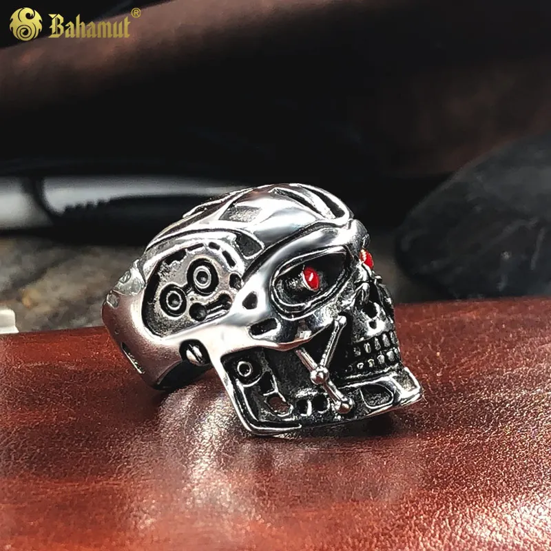 Movie The Terminator T800 Skull Rings Retro Titanium Steel Arnold Schwarzenegger figure Ring Jewelry For Men Fan Birthday Gifts