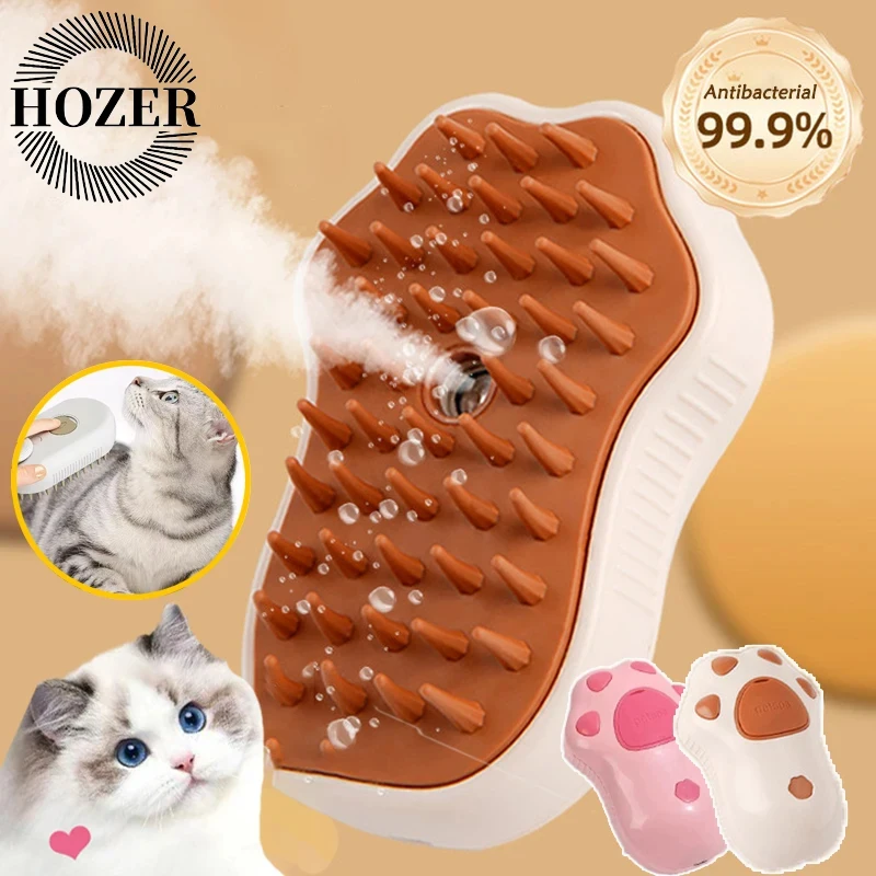 

Электрическая расческа-щетка 3-в-1 для кошек с функцией распыления пары для удаления шерсти и массажа