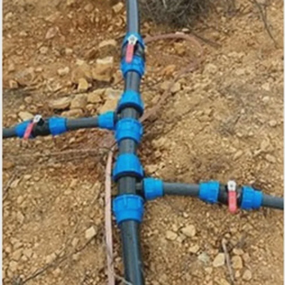 PE Pipe Ball Valve Tee Quick Connector 25 32 40 50mm Plastic Steel Core For Garden Lawn Agricultural Irrigation System Plumbing