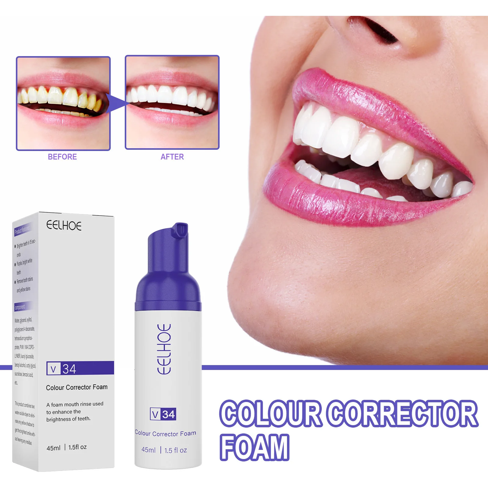 Teeth Whitening Mousse Removes Smoke Tea Coffee Stains Toothpaste Dental Bleaching Deep Cleaning Fresh Breath Oral Hygiene