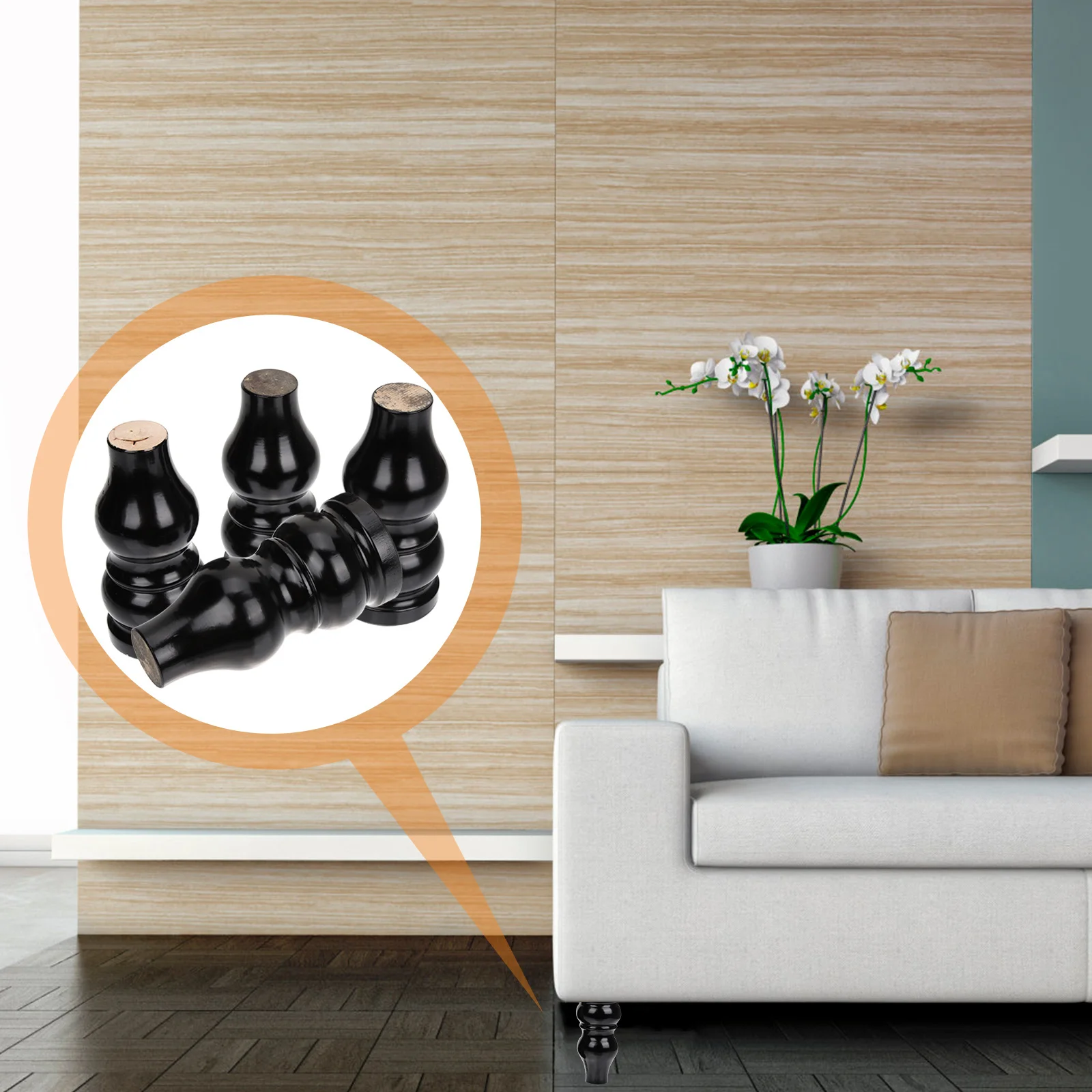 4 قطعة أرجل الأريكة أقدام أثاث خشبية بديلة ديكور لخزانة الطاولة وأرجل الطاولة القصيرة وأقدام الأثاث #3