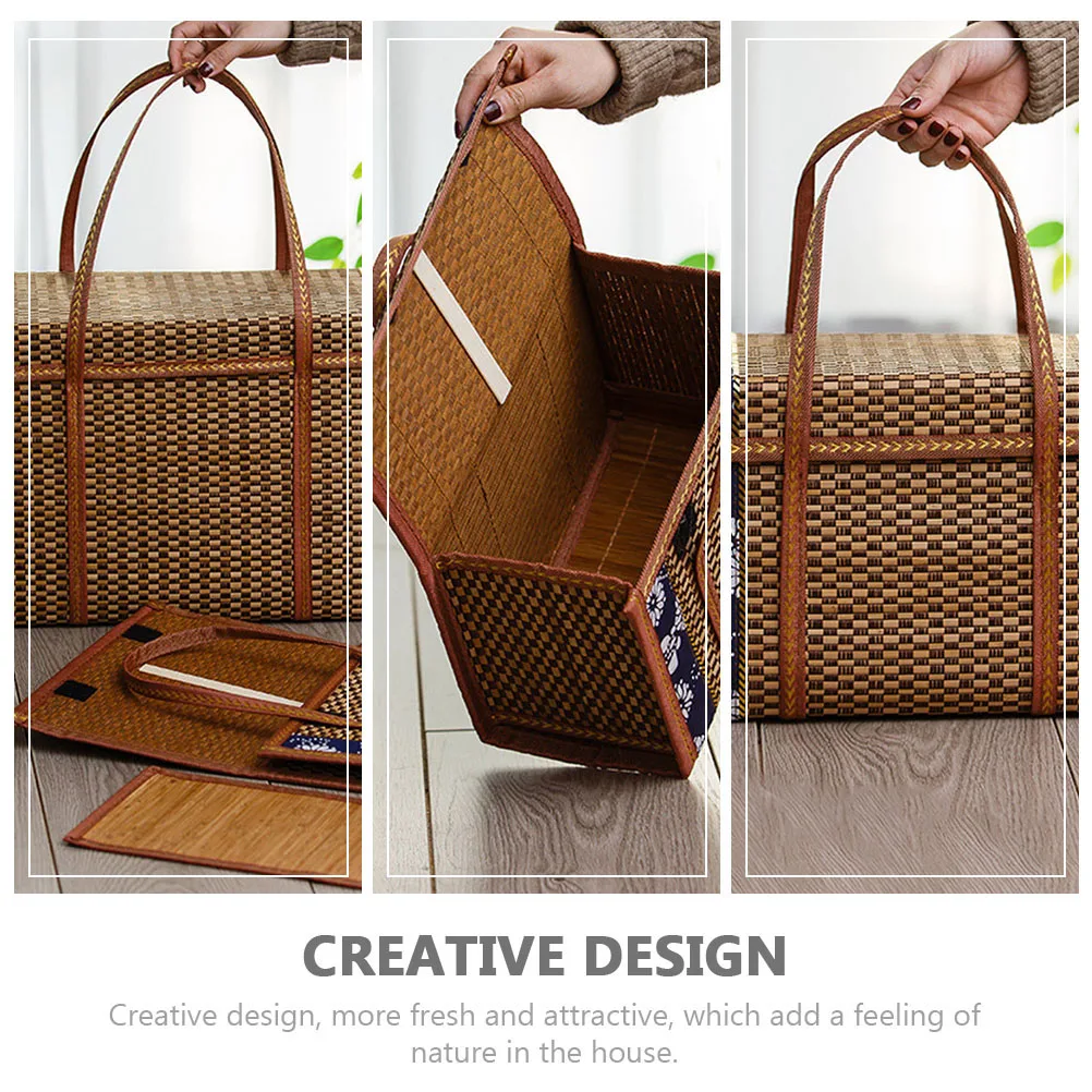 

Bamboo Woven Fruit Basket Portable Foldable Outdoor Picnic Baskets Decorative Storage Kitchen Bar Accessories Fruits Snacks