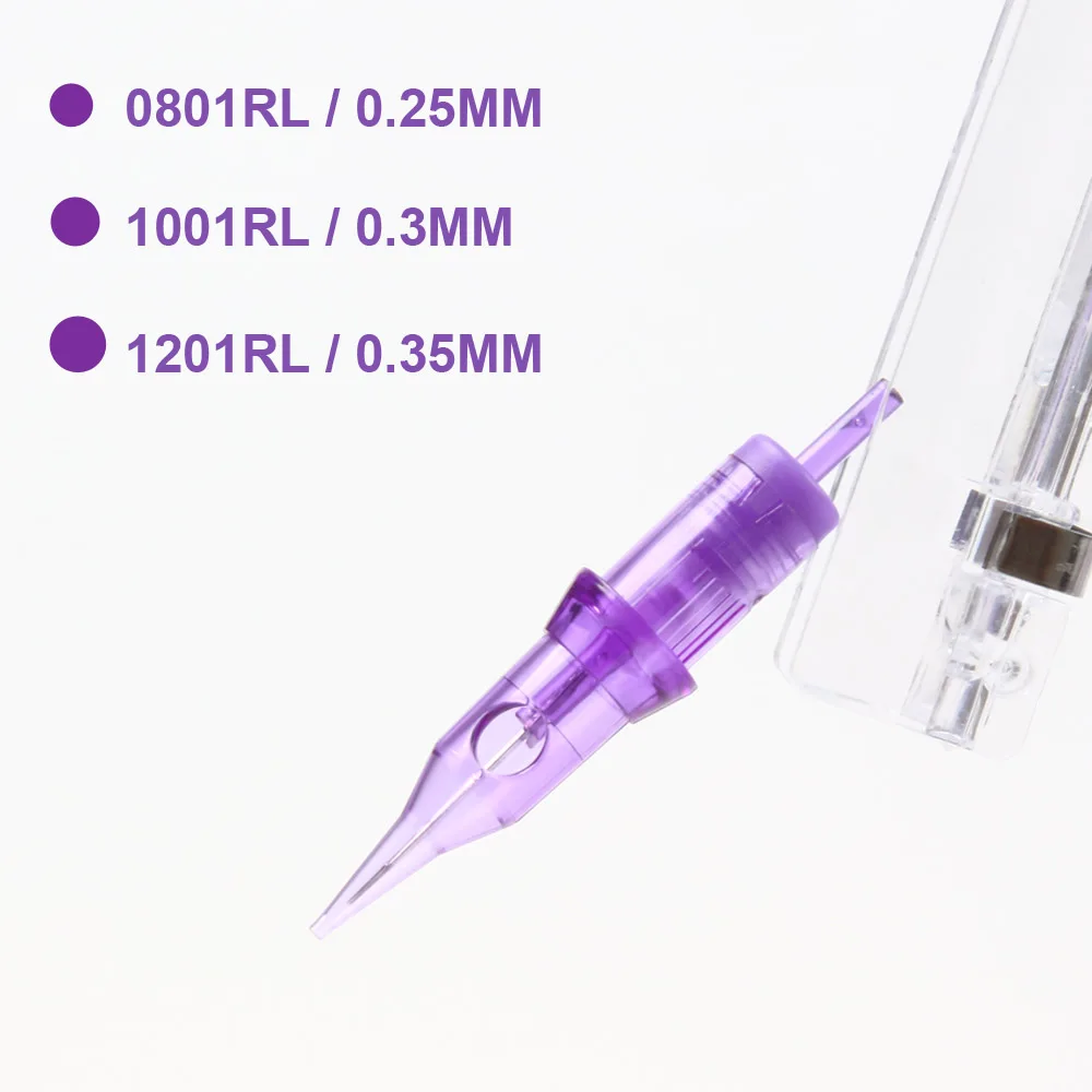 20/50/100PCS 1rl Tattoo Needles Cartridge 0.18/0.25/0.3/0.35MM Round Liner Sterilized Permanent Makeup Needle Cartridge