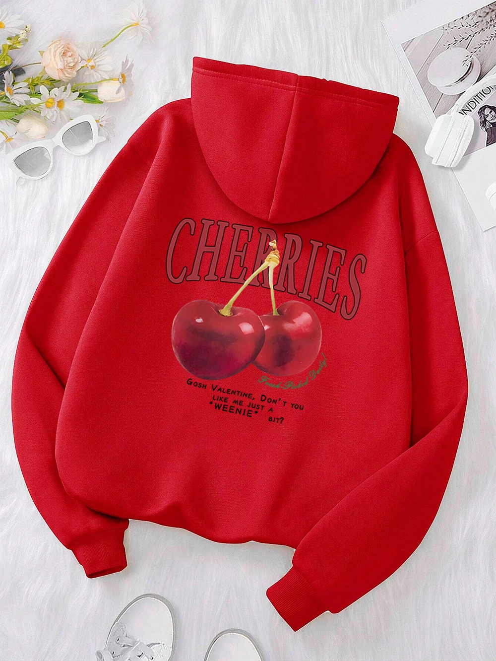 Cherries Cosh Valentine Funny Print Hoody Men Women Hip Hop Pullover Hoodie Loose Warm Sweatshirt Fashion Fleece Clothing Couple