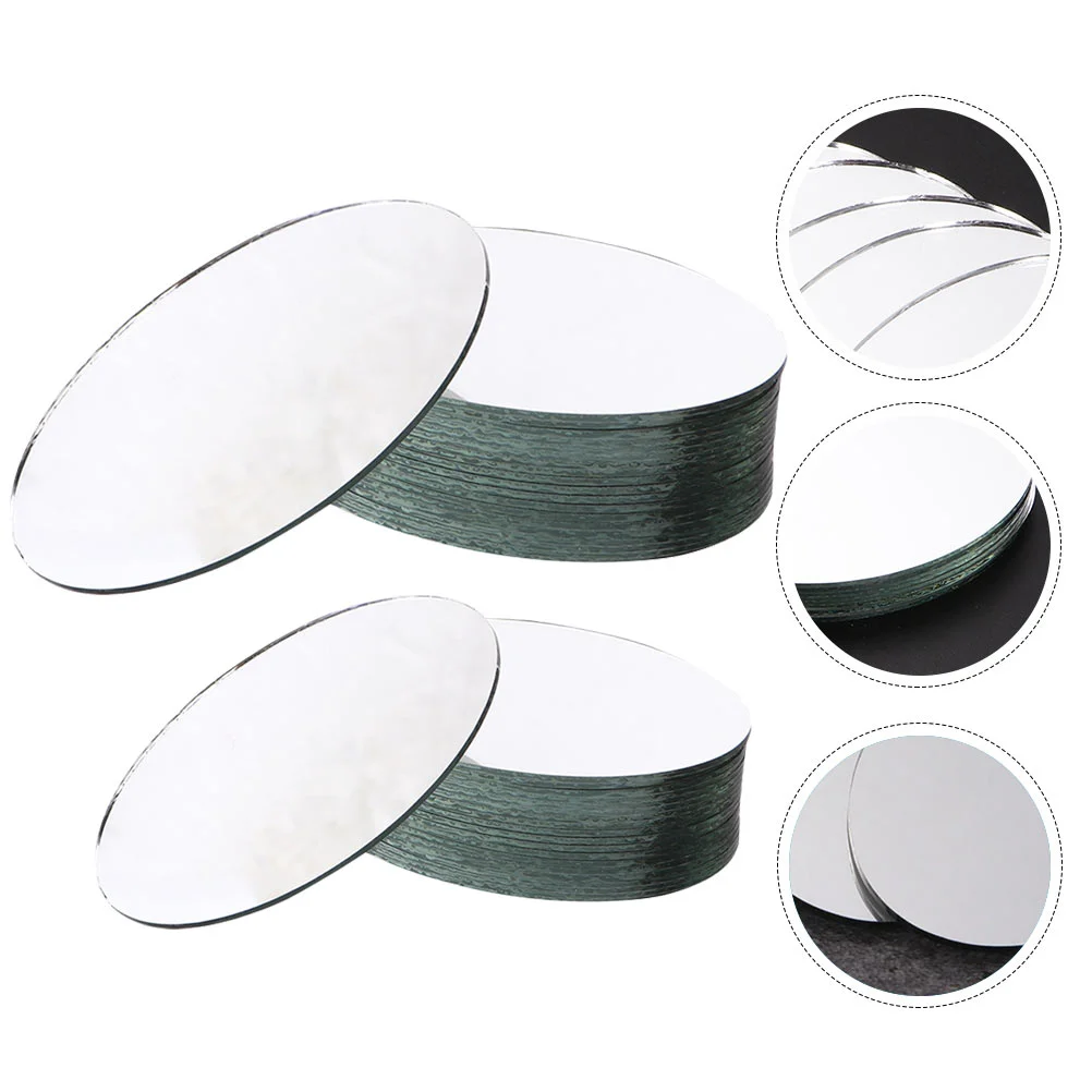 20 Pcs Lens Glass Brick Heart Shaped Lenses Round Mirror Flat Oval White Dressers Tiles Craft