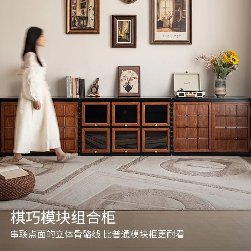 Medieval style floor-to-ceiling TV cabinet module combination, display cabinet