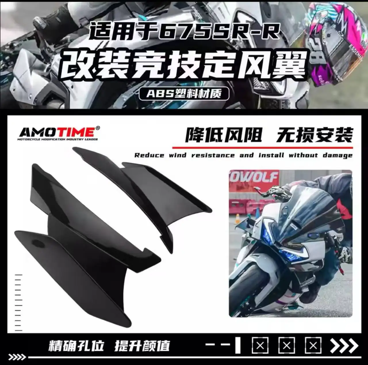 For CFMOTO 675SR-R competitive model fixed wing guide plate side wing turbulence cover motorcycle accessories