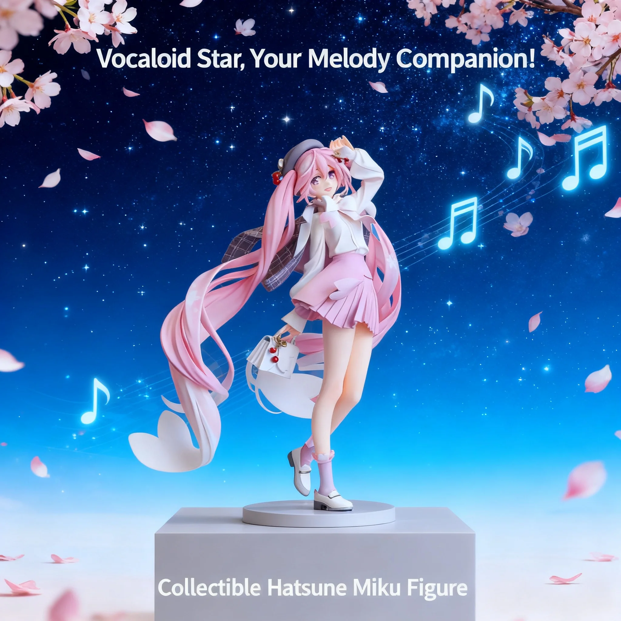 

Sakura Miku Hatsune Miku Princess Figure Anime Vocaloid Songstress Pink Beautiful Girl Collectible Doll Statue Model Gift for