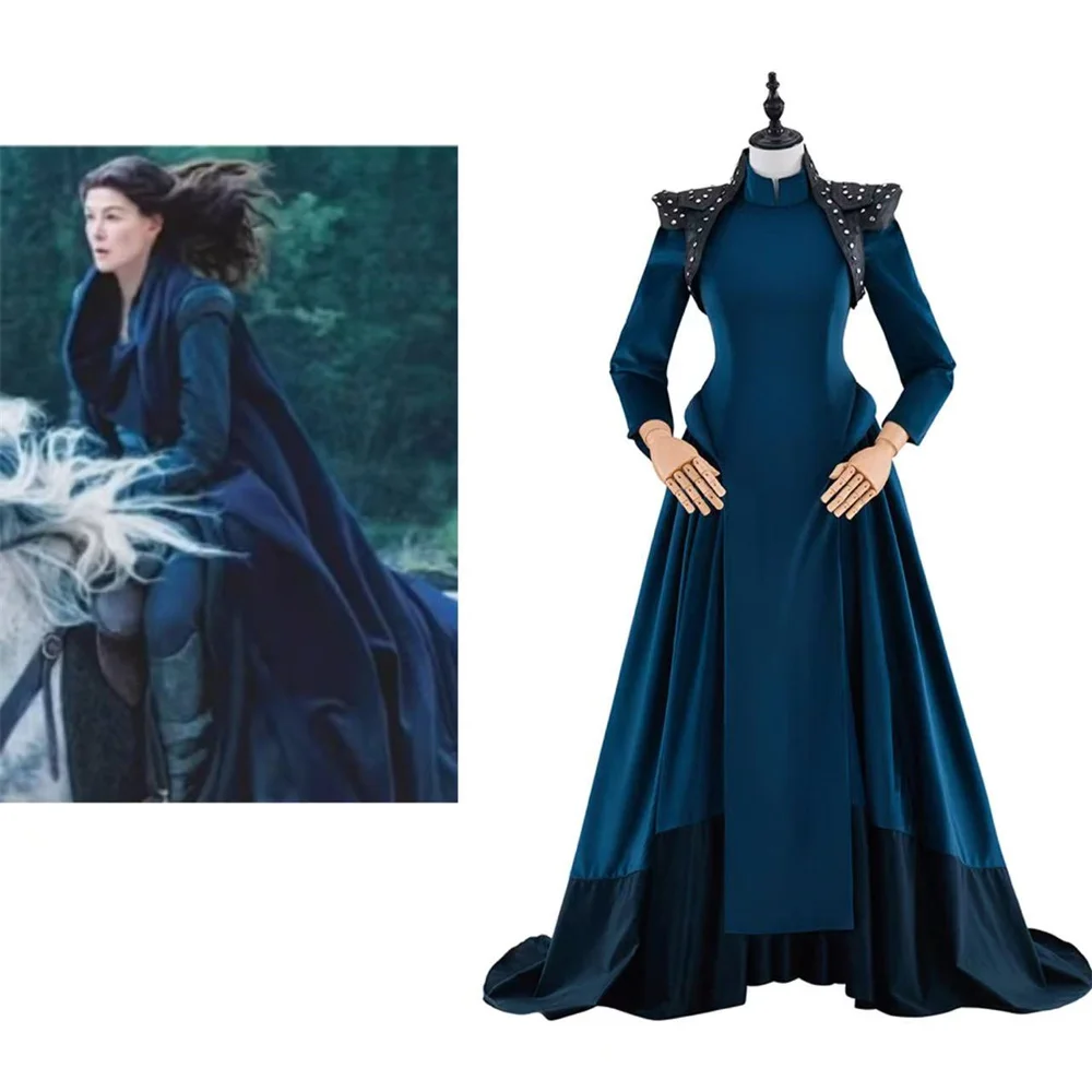 Moiraine Damodred Cosplay The Wheel of Time زي فستان أزرق بدلة معركة ملابس حفلات الهالوين كرنفال