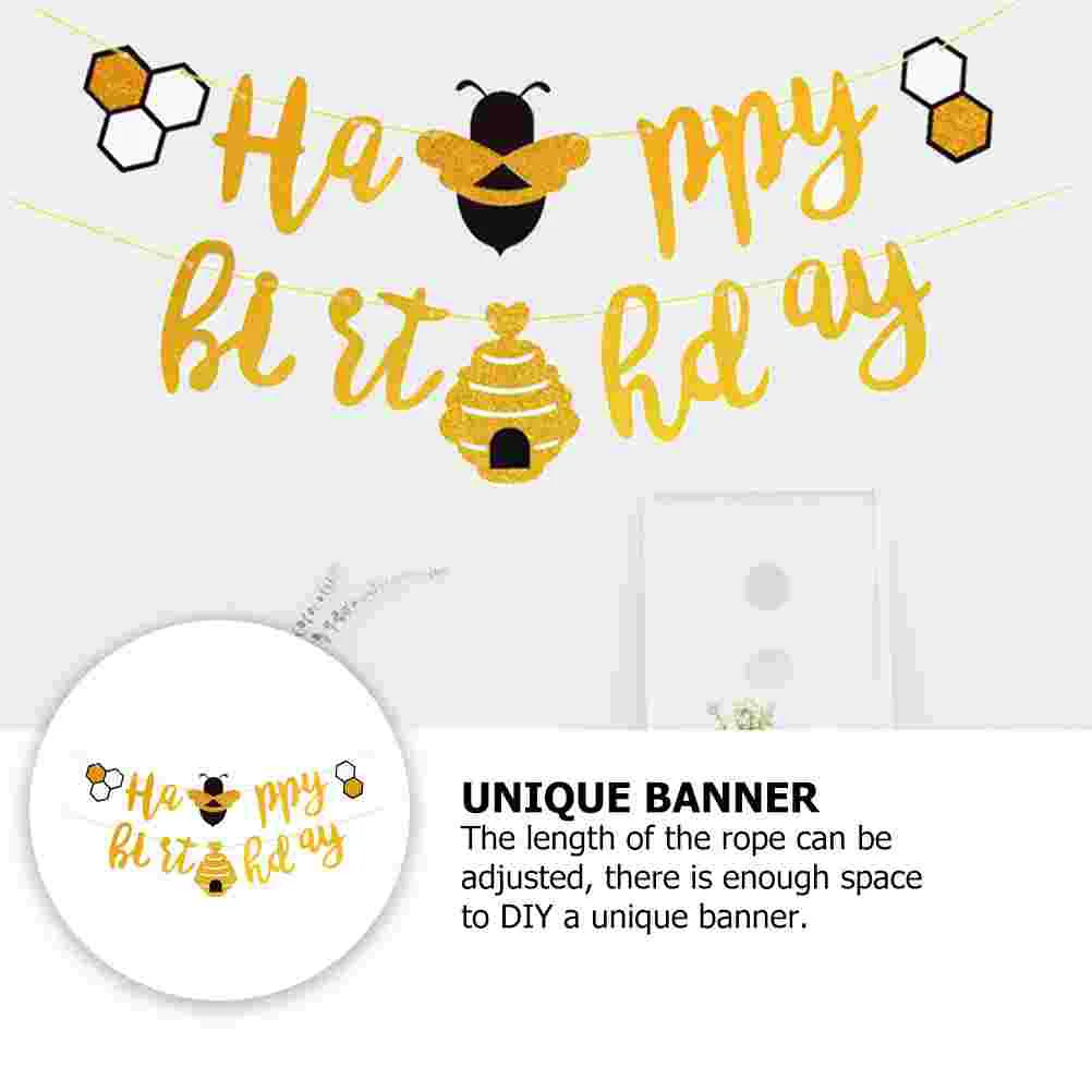 Little Bee Hanging Flag Birthday Party Banner The Supplies Prop Paper Decoration Baby Honey