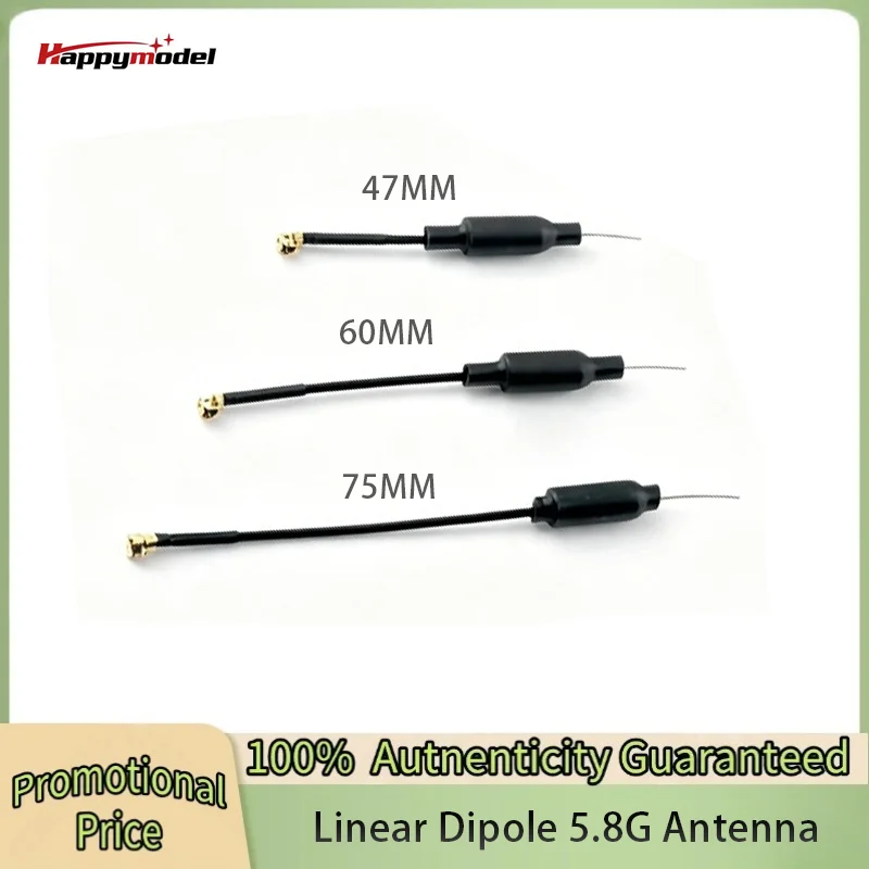 5PCS HappyModel Linear Dipole 5.8G 2dbi Nano Antenna UFL 47mm 60mm 75mm for Mobula7 / Mobula7 1S HD / Mobula8 FPV Tinywhoops