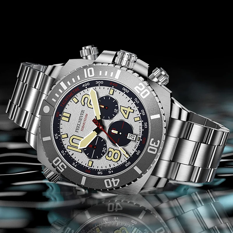 FEELNEVER ساعة رجالي فاخرة LIGE المهنية غواص كوارتز ساعات المعصم 500 متر مقاوم للماء مضيئة متعددة الوظائف ساعات الرجال