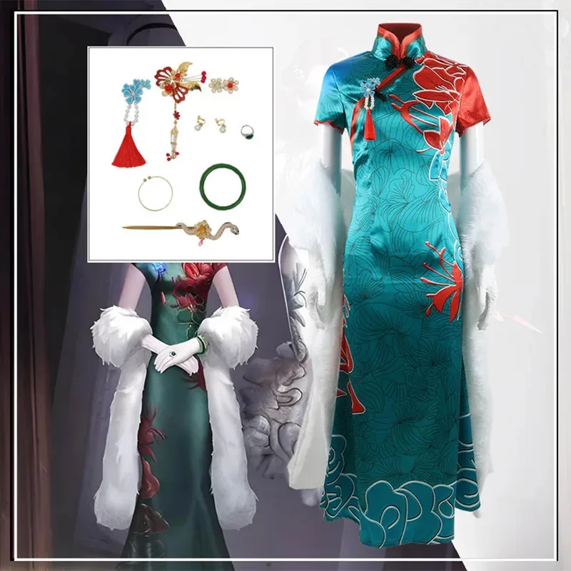 

Game Identity V The Geisha Michiko Cosplay Costume Anime Hunter Lady Thirteen Dresses Chi pao For Women Halloween Party