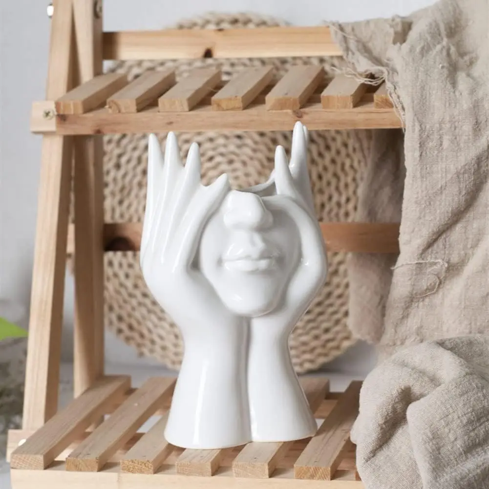 مزهرية وجه بيضاء مزهرية فريدة لديكور المنزل #6