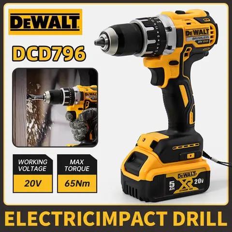Dewalt DCD796 Compact Cordless Brushless Impact Drill LED Light Powerful Multi-functional Electric Power Tool 20V Battery