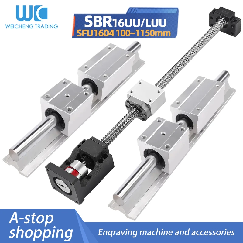 16mm BallScrew SFU1604 Ball Screw SBR16 Linear Rail 100-1150mm BF12 HM12-57 for Nema 23 Motor Seat+Coupler DSG16H for CNC Parts