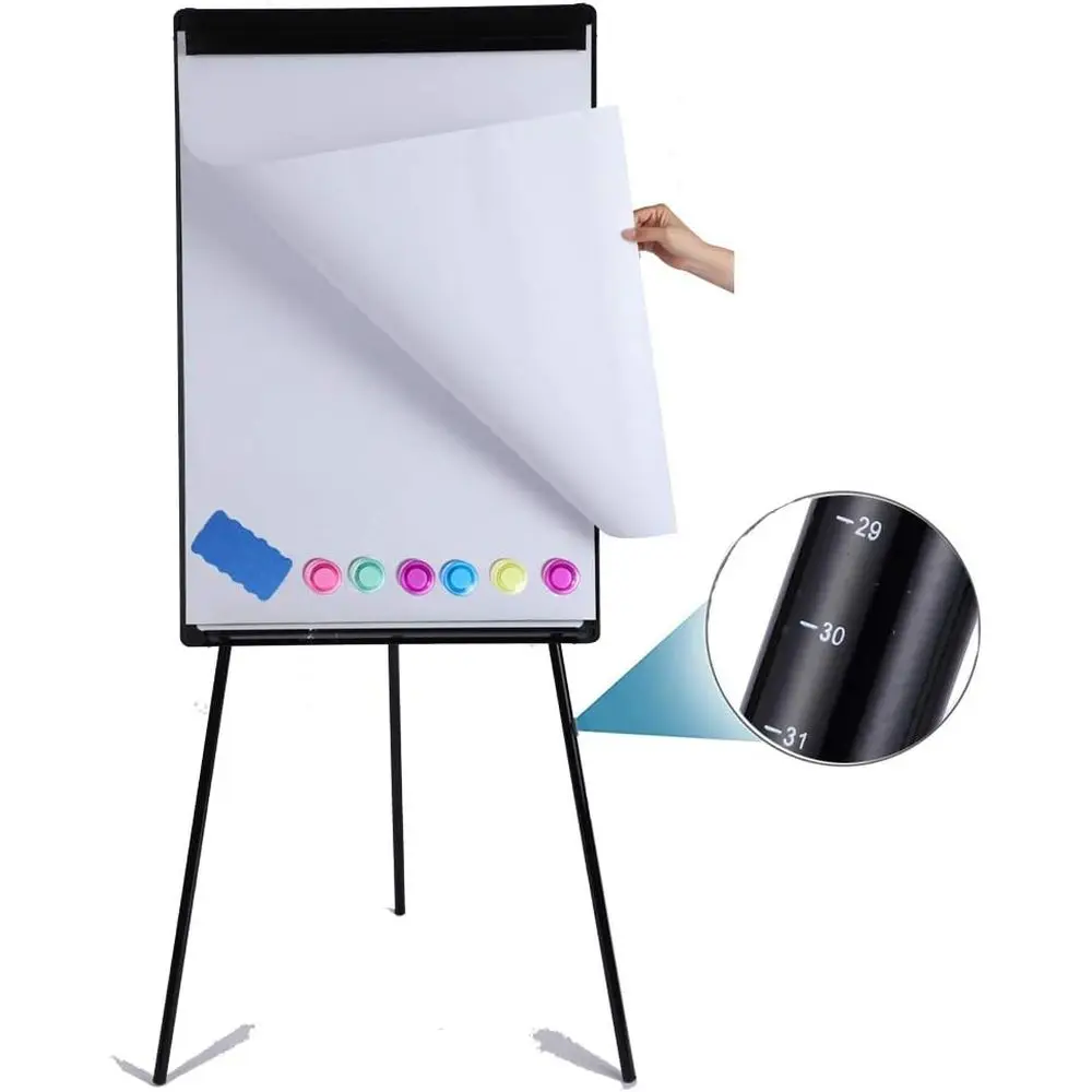 

Adjustable Height Magnetic Whiteboard with Tripod Stand, 36x24, Dry Erase Board, Paper Pad and Eraser Included