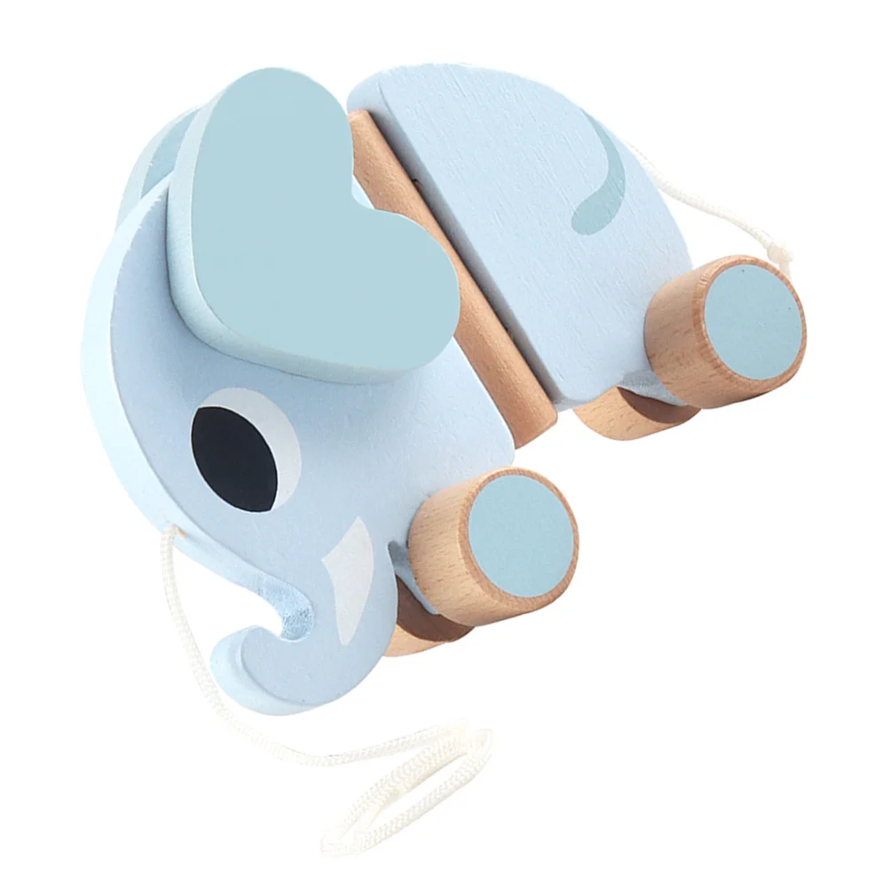 ألعاب تعليمية للسيارة على شكل فيل قابلة للسحب للأطفال الصغار، تصميم خشبي ناعم يعزز التنسيق بين اليد والعين #2