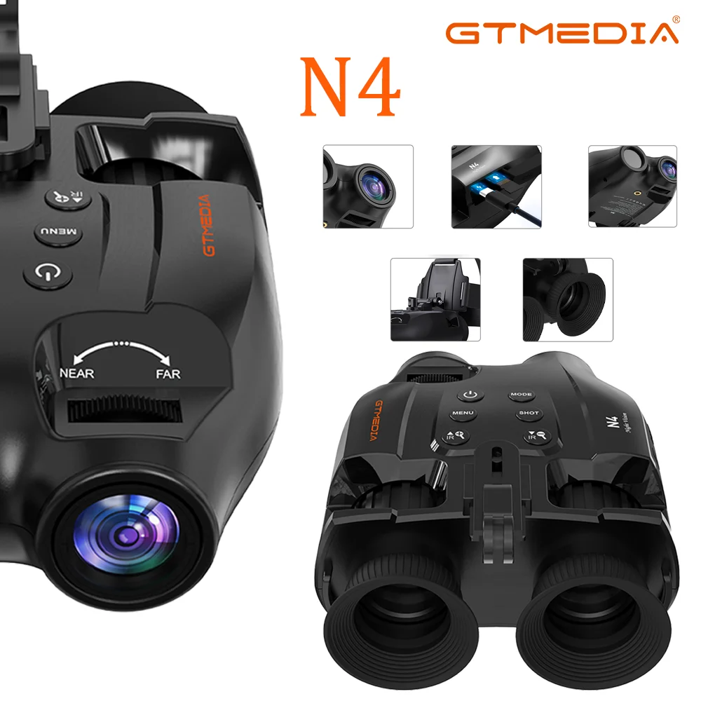 

GTMEIDA N4 Night Vision Binoculars for Helmet Mounted IR Goggles HD Portable Hunting Camping Hands Free Tactical Rechargeable