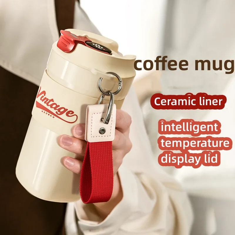 

Coffee Thermos Cup with Smart Lid Portable Stainless Steel Vacuum Flask Keep Hot And Cold Insulated Cups Drinkware Gift Packing