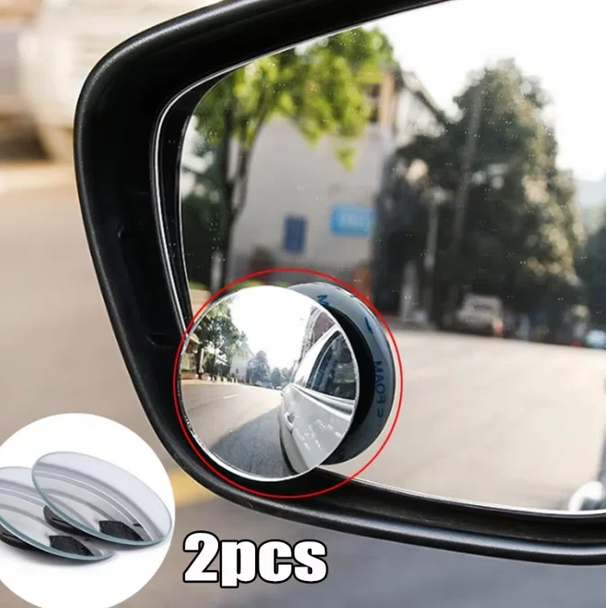 2Pcs round Frame Blind Spot Mirror Car Accessories Convex Wide-Angle 360 Degree Adjustable Clear Rearview Safety Driving Convex