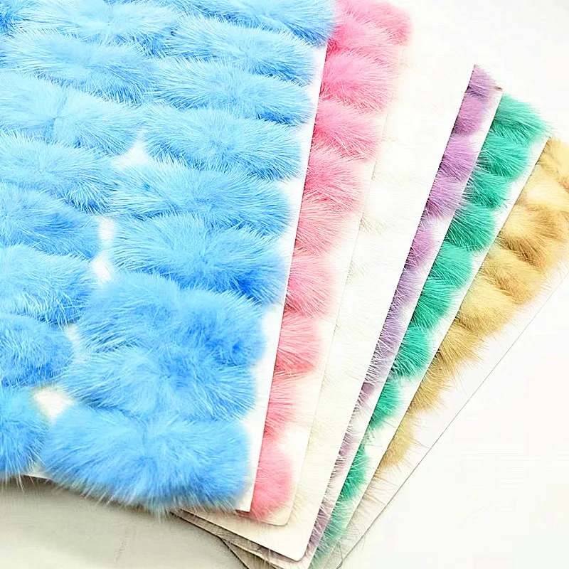 30*70mm Colorful Mink Fur Bowknot Soft Pompom Hairball Handicrafts Headwear Decor DIY Ornaments Clothing Hats Supplies 5/40pcs