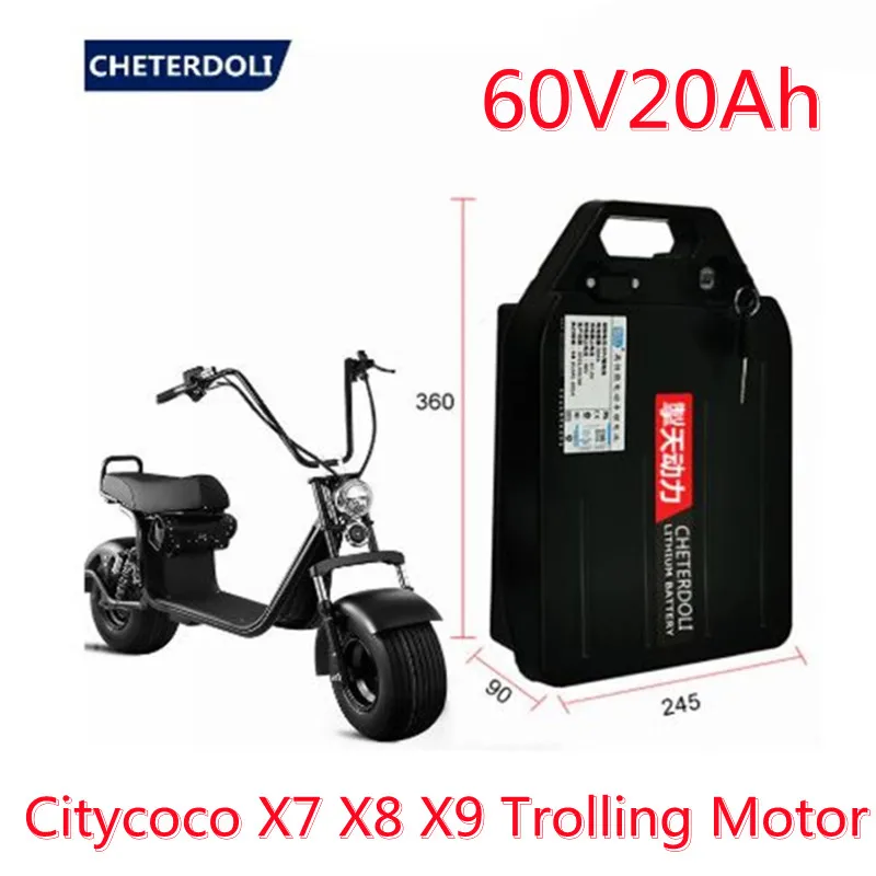 18650 Rechargeable Li Ion Battery 60v 20Ah for 1000w 1500w Citycoco X7 X8 X9 Trolling Motor Lithium Battery + 2A Charger