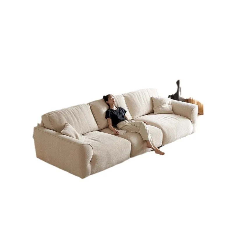 

Petal sofa straight row super wide sitting deep can lie down 2024 new living room movable high backrest chenille cloth sofa