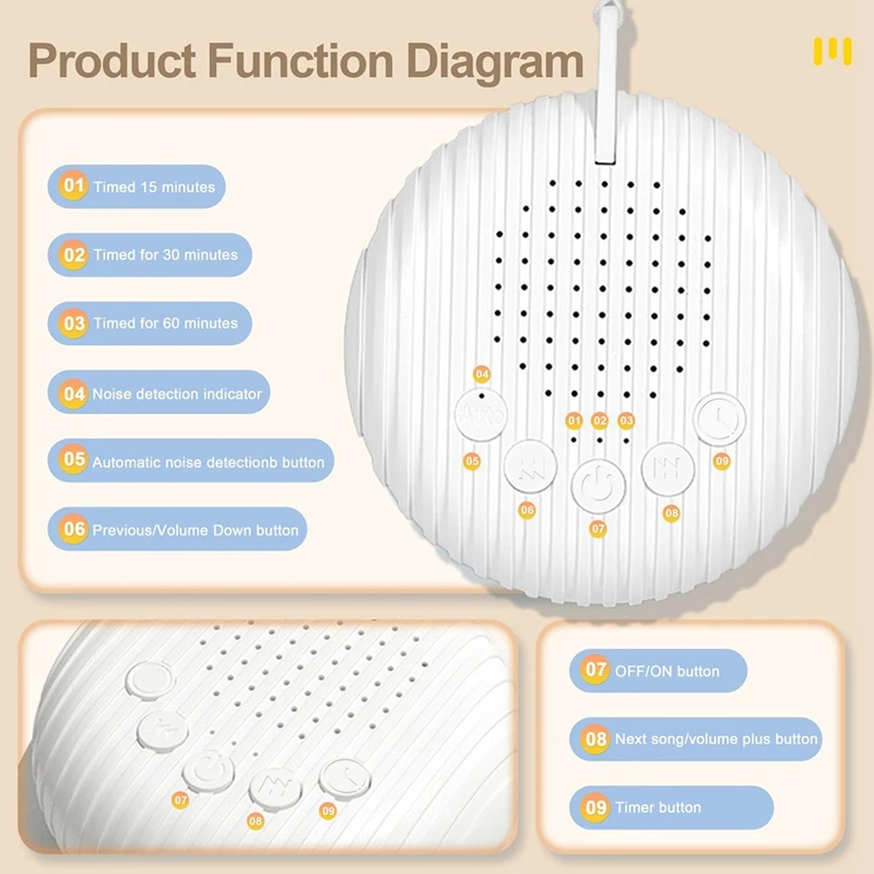 Machine sonore de voyage portable pour bébé, suppression du bruit, machine sonore de voyage pour pépinière