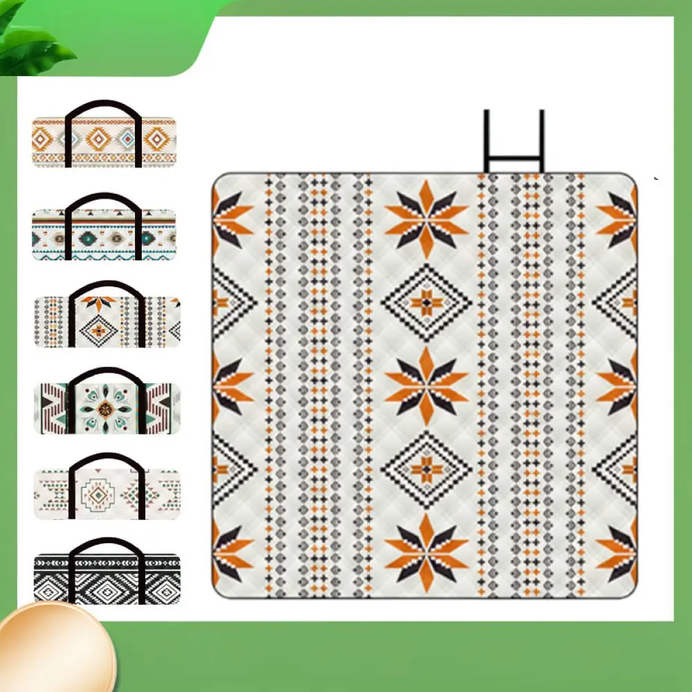 Outdoor Picnic Blanket 3x4m Ethnic Design Large Camping Rug Aluminum Foil Moisture Barrier Waterproof Pad For Beach Travel