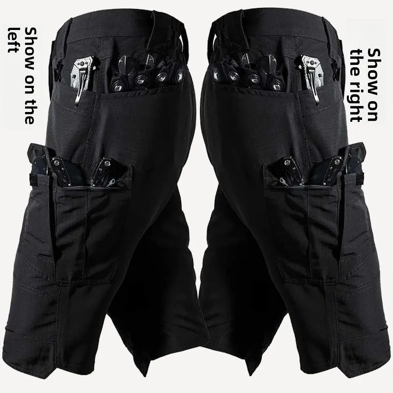 Summer Quick-drying Tactical Men's Thin Elastic Breathable Multi-Pocket Overalls Wear-resistant Outdoor Training Cargo Shorts