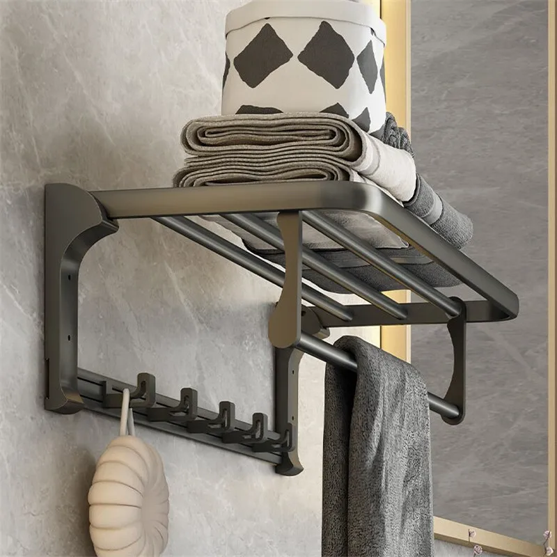Imagem -03 - Novos Acessórios do Banheiro Conjunto de Alumínio Toalheiro Toalete Escova Titular Caixa Tecido Prateleira Canto Robe Gancho Arma Cinza Banho Ferragem
