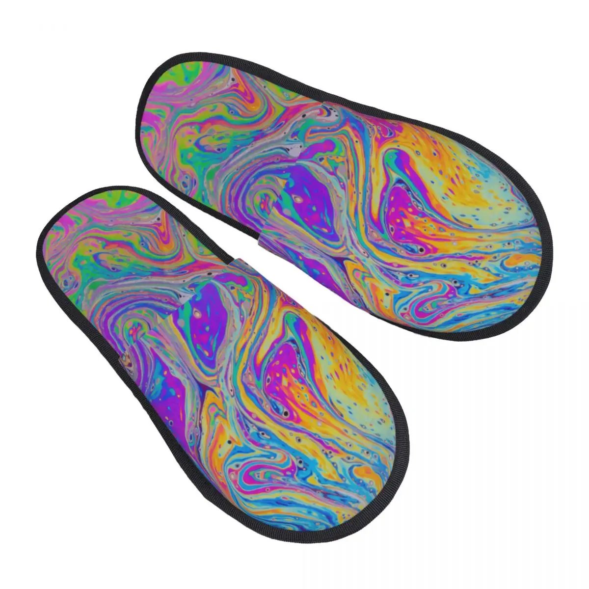 

Custom Print Psychedelic Abstract Art House Slippers Cozy Warm Fluid Soap Bubble Memory Foam Fluffy Slipper Indoor Outdoor Shoes