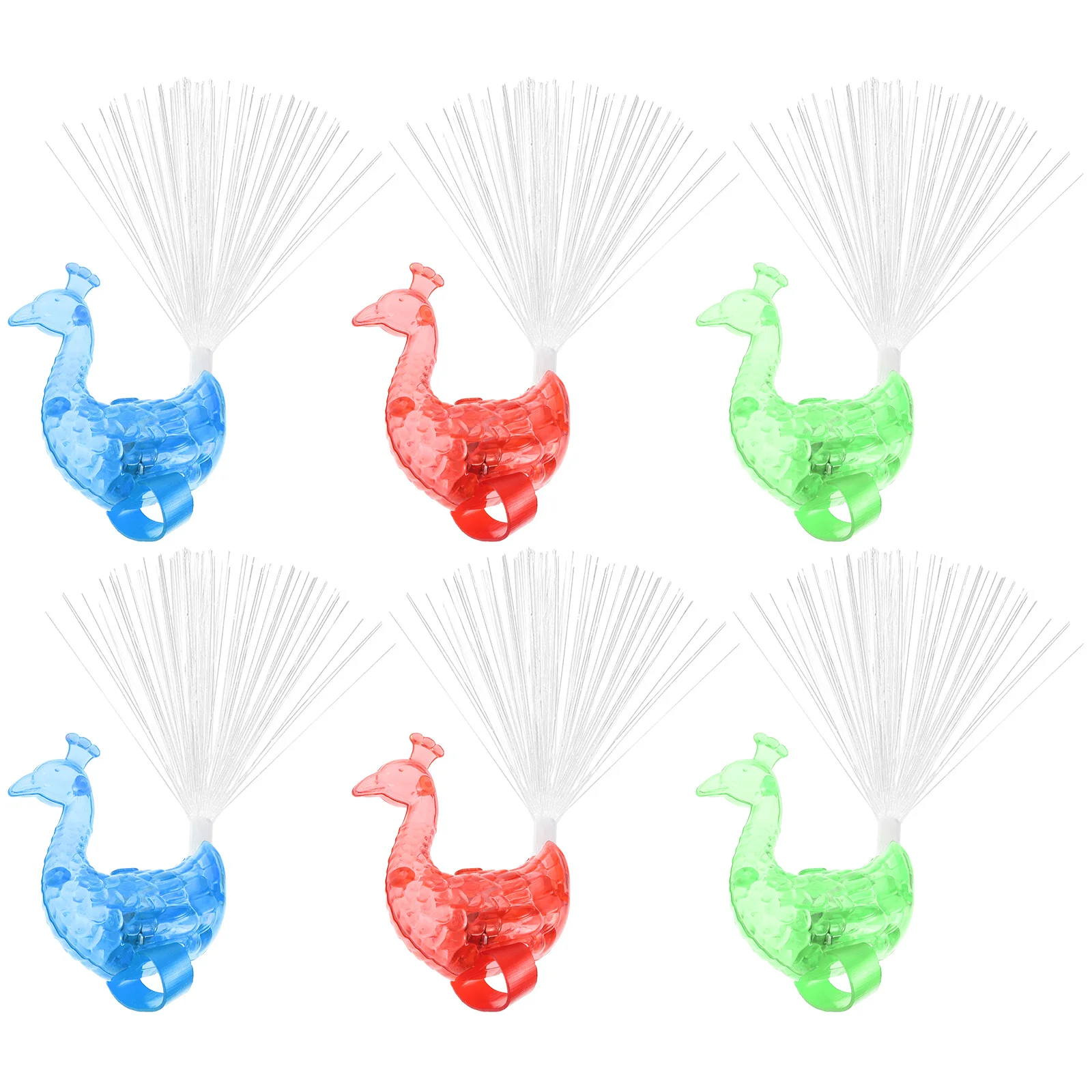 24 pçs suave pavão luzes de fibra óptica colorido piscando dedos para festa de concerto vocal luzes de fibra óptica crianças iluminar brinquedos