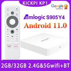 KICKPI KP1 Google Netflix TV Box Android 11.0 Amlogic S905Y4 2GB 32GB Media Player 4K Set Top Box AV1 2.4G&5G Wifi BT5.0