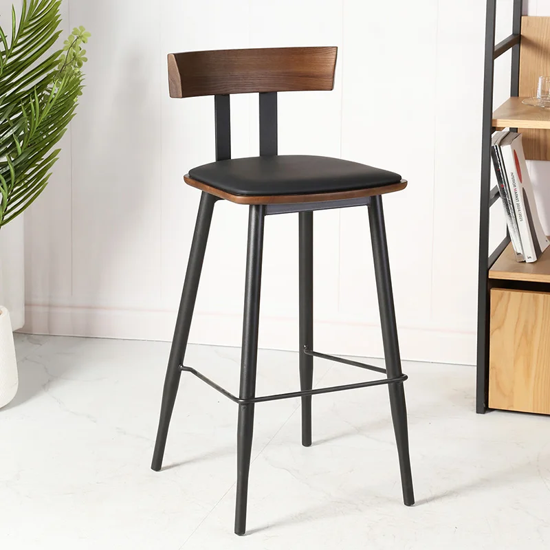 Sgabelli da bar alti con schienale in legno rilassante nero lungo banchi reception sedie da bar mobili nordici Bancos De Bar Lounge Suite