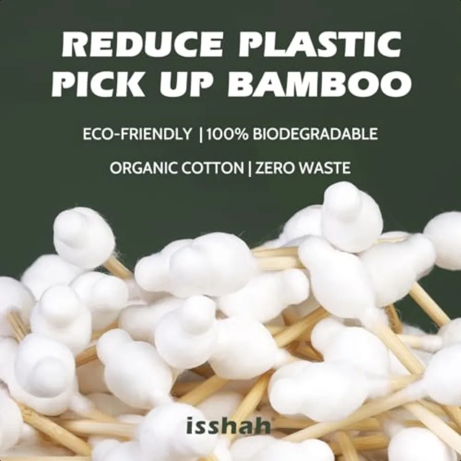 Baby Cotton Swabs 108 Count FSC Certified and PETA Appd Bamboo Handle Cotton Tips 100 Biodegradable Gentle Eco Friendly Double