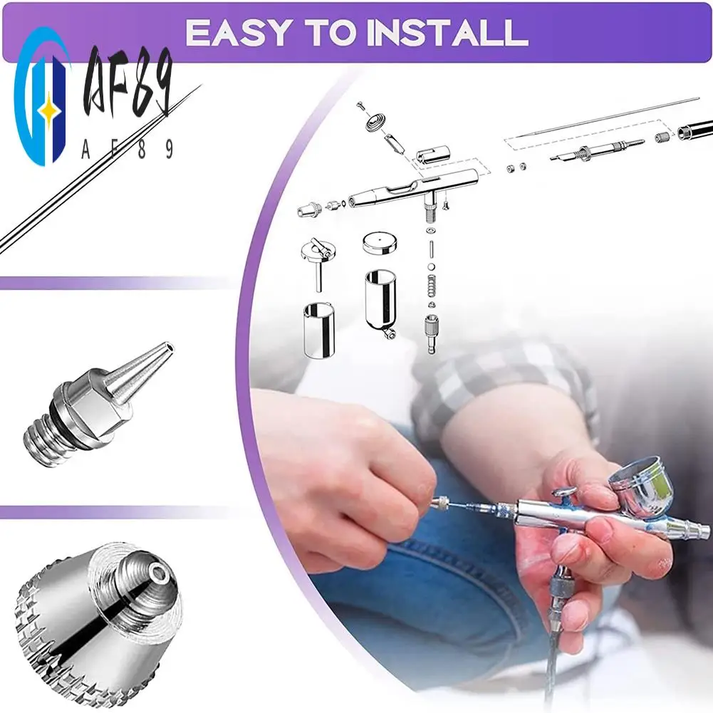 AF89-에어브러시 청소 키트 금속 에어브러시 청소 키트 에어브러시 분무기 액세서리 0.2/0.3/0.5 Mm