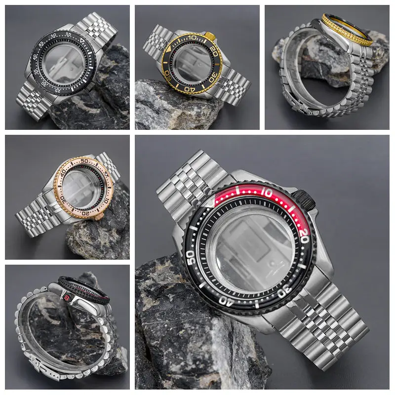 

NH35 Case 41MM Silver SKX007 Watch Case With Watch Strap Sapphire Glass For NH35 NH36 Movement High Quality Watch Parts