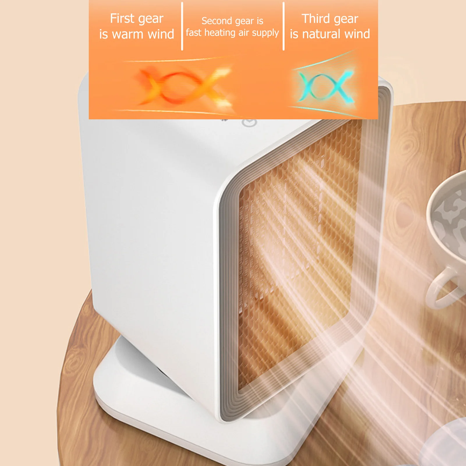 Desk Heater 3 Levels Temperature 35 Degree Shaking Touch Screen Control Power Outage After Dumping Electric Heater