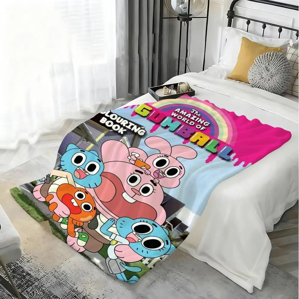 The Amazing World of Gumball Cartoon Throw Thick Flannel Blanket Lightweight Warm Cozy Skin-Friendly Throw for Bed Winter Use