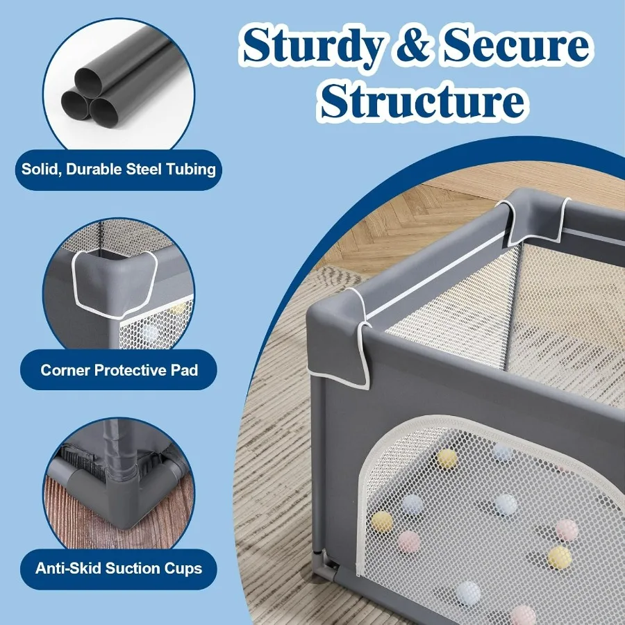 Box per bambini piccolo con tappetino Robusto parco da gioco di sicurezza Lavabile Piccolo box per neonati Cancello con cerniera in rete morbida e traspirante antiscivolo