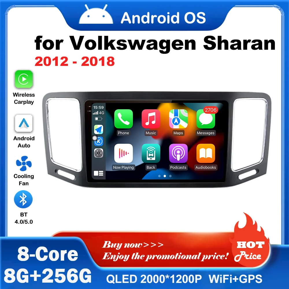 9 \'\' for Volkswagen Sharan 2012 - 2018 Android Intelligent System Touch Screen GPS Navigation Car Radio Multimedia Player WiFi