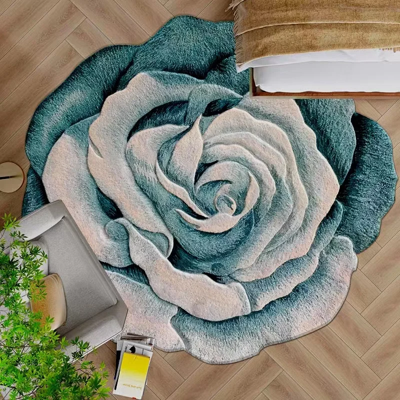 Special-Shaped New Flower Soft Floor Mat Purple Peony Art Rug Cushion Rugs For Bedroom Table Living Room Carpet