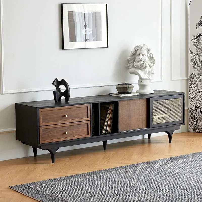 N الشمال منتصف الطراز القديم خزانة تلفزيون من الخشب الصلب بسيطة الحديثة مصمم شقة صغيرة غرفة المعيشة فيلم وخزانة التلفزيون #2