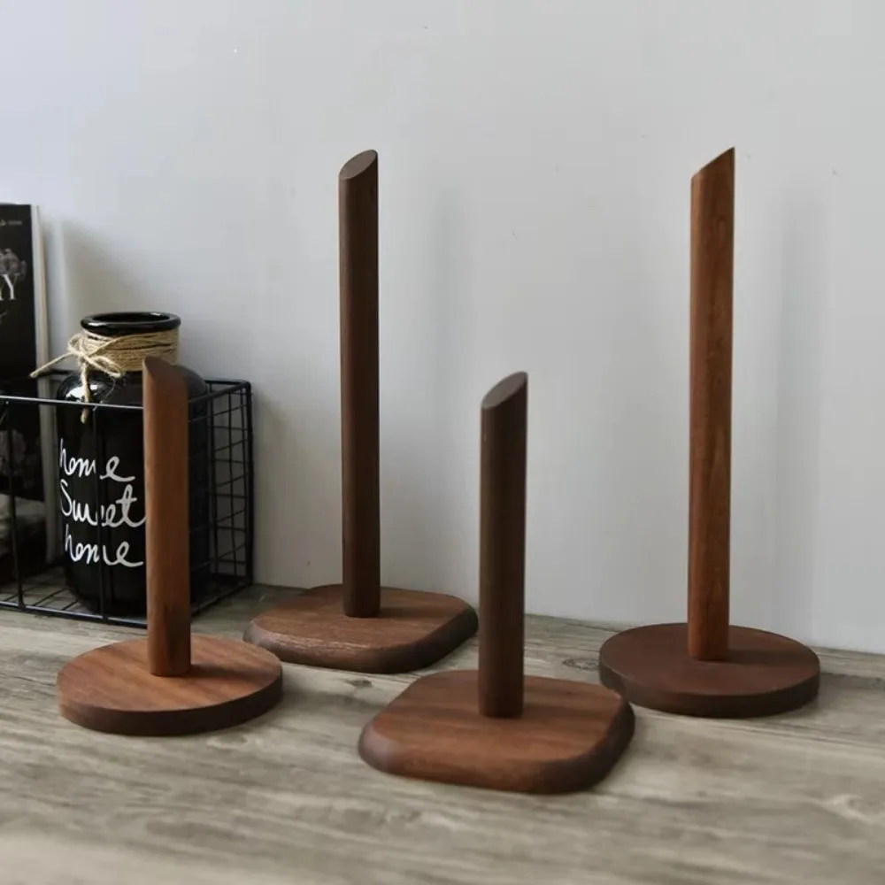 Simple Solid Wood Storage Rack Household Vertical Roll Paper Holder Cling Film Racks Storage Products