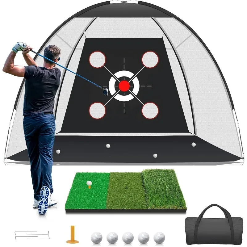 NONE Filet de golf 10x7 pieds avec tapis d'entraînement et balles de cible pour l'entraînement au swing, au driving et au chipping en arrière-cour 3