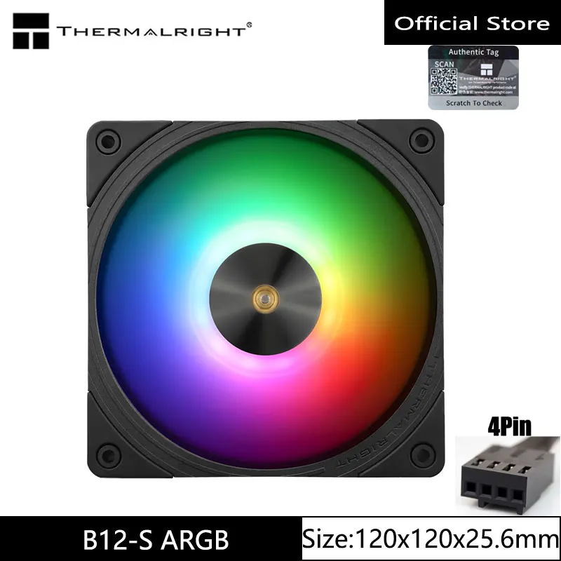 

Thermalright TL-B12-S ARGB chassis fan12cm performance level 2150 speed PWM S-FDB bearing fan three-dimensional motion balancing